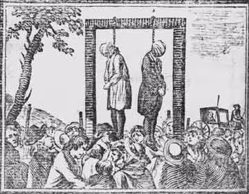 A historic engraving of a public execution